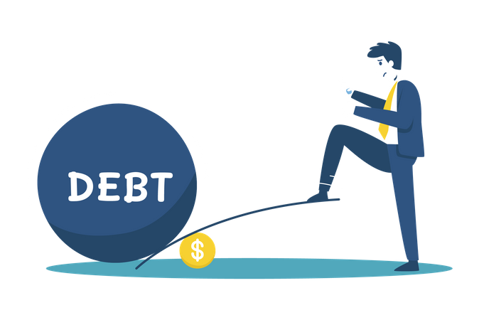 Empresário lidando com dívidas  Ilustração