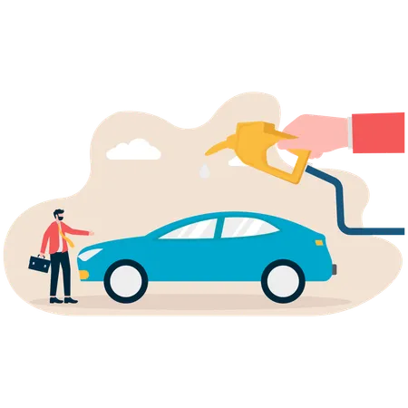 Hombre de negocios llenando combustible de automóvil  Illustration