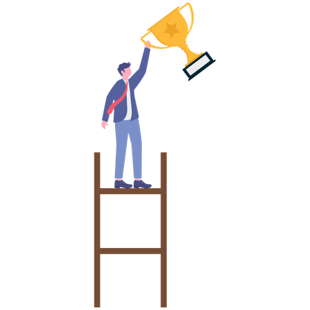 Empresario logrando un trofeo empresarial  Ilustración