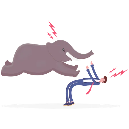 Lucha del empresario contra un elefante  Ilustración