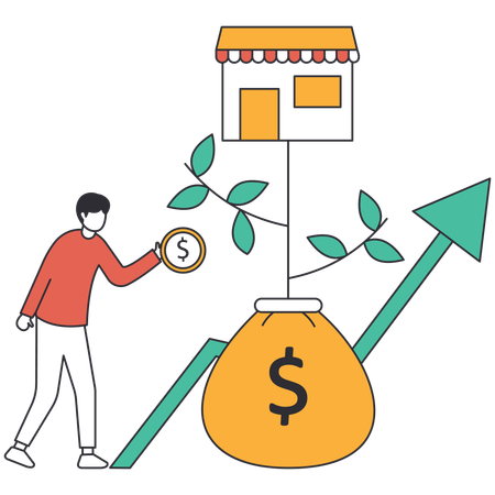 Empresário obtendo lucro com investimento  Ilustração