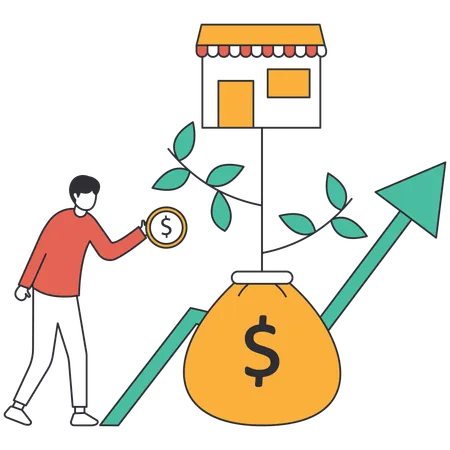 Empresário obtendo lucro com investimento  Ilustração