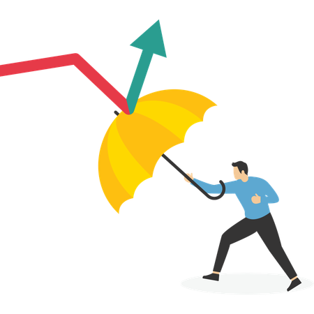 Empresário lutando com recuperação econômica da crise  Ilustração