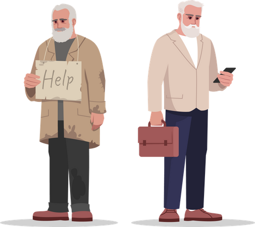 Empresário mais velho com pessoa desempregada  Ilustração