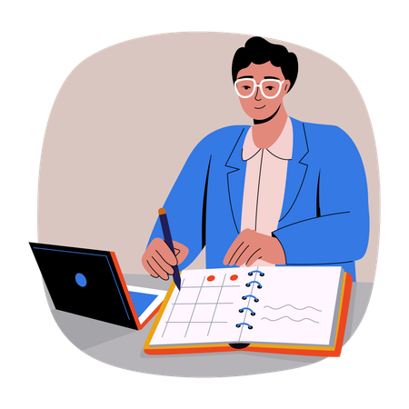 Planificación de marcadores del empresario  Ilustración