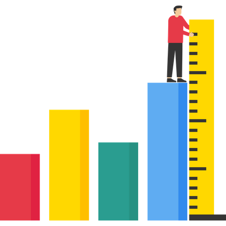 Empresário medindo o gráfico de crescimento  Ilustração