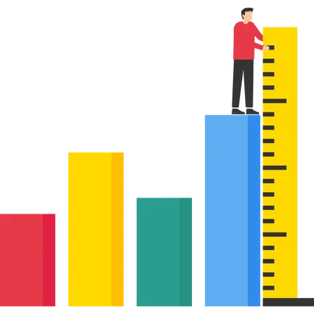 Empresário medindo o gráfico de crescimento  Ilustração