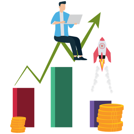 Empresario que mejora las ventas y las ganancias de su negocio  Illustration