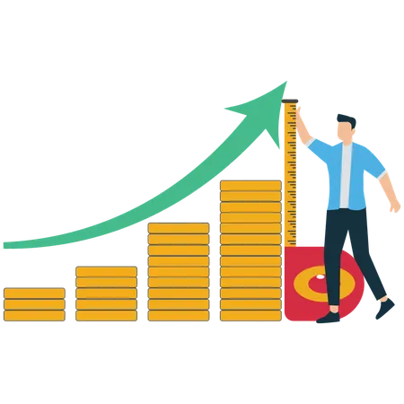 Empresario midiendo el rendimiento de la inversión  Ilustración