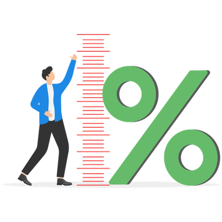 Empresario midiendo el porcentaje de crecimiento empresarial  Ilustración