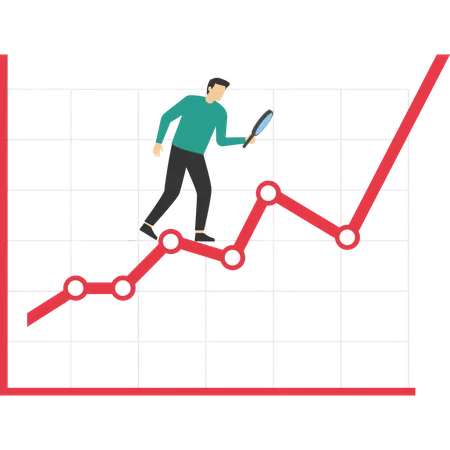 Hombre de negocios mirando datos del mercado  Ilustración