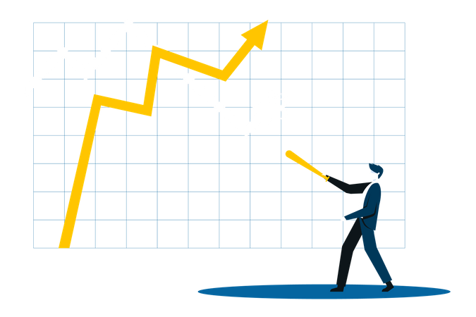 Empresario mirando el gráfico de pérdidas  Ilustración