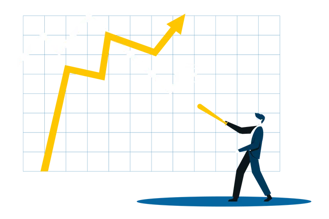 Empresario mirando el gráfico de pérdidas  Ilustración