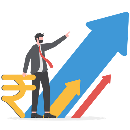 A moeda indiana do empresário aumenta  Ilustração