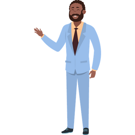 Empresário mostrando algo  Ilustração