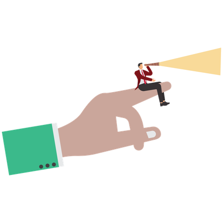 Hombre de negocios mostrando ayuda mientras la mano señala el camino para el hombre de negocios  Ilustración