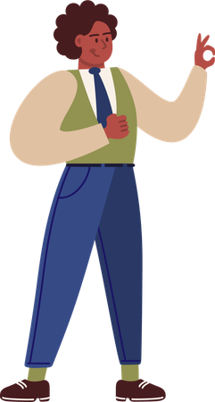 Empresario mostrando buen gesto  Ilustración