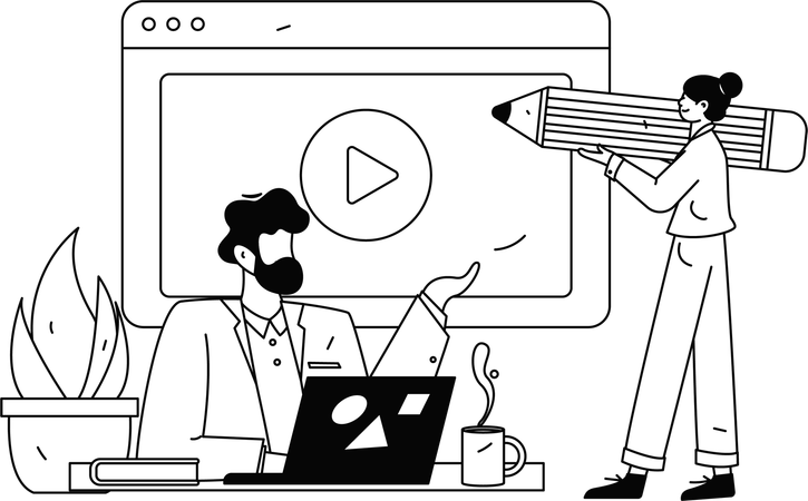 Hombre de negocios mostrando clase virtual  Ilustración