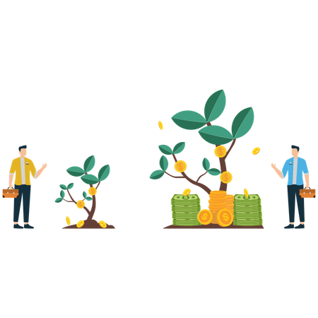 Empresário mostrando crescimento de investimento  Ilustração