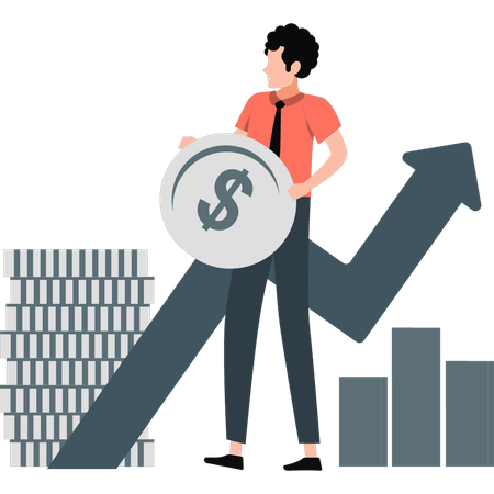 Empresário mostra crescimento do dólar no mercado  Ilustração