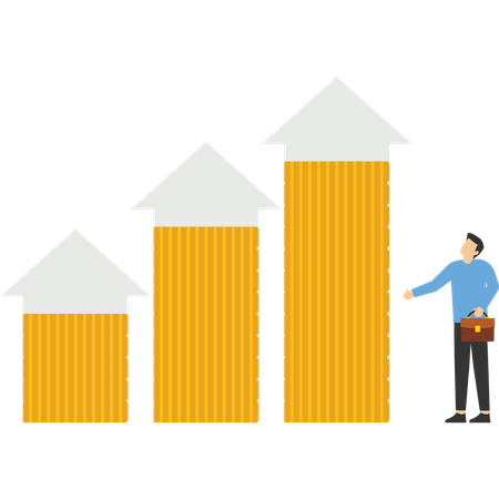 Empresário mostrando crescimento de negócios  Ilustração