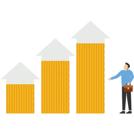 Empresário mostrando crescimento de negócios  Ilustração