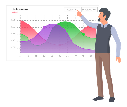 Empresario mostrando datos analíticos  Ilustración