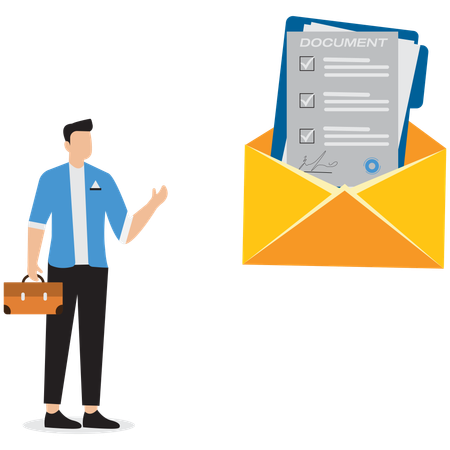 Empresário mostrando documento de correio  Illustration