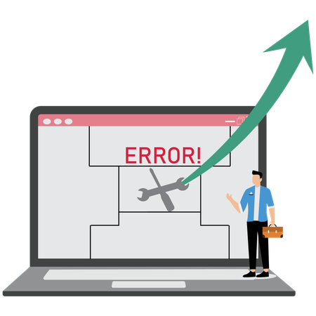 Empresário mostrando erro de sistema  Ilustração