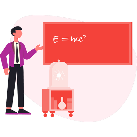 Hombre de negocios mostrando fórmula química  Ilustración