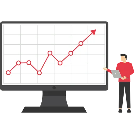 Empresario mostrando gráfico de crecimiento empresarial  Ilustración