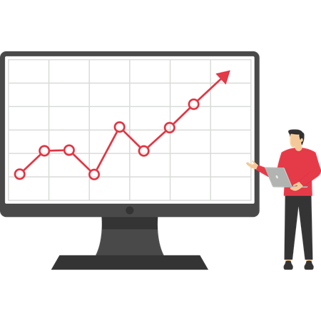 Empresário mostrando gráfico de crescimento de negócios  Ilustração