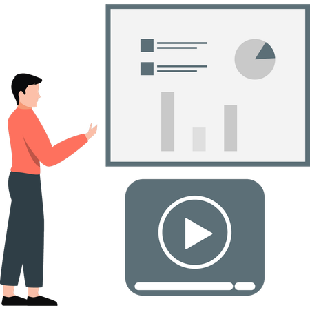 Empresario mostrando gráfico de negocios  Ilustración