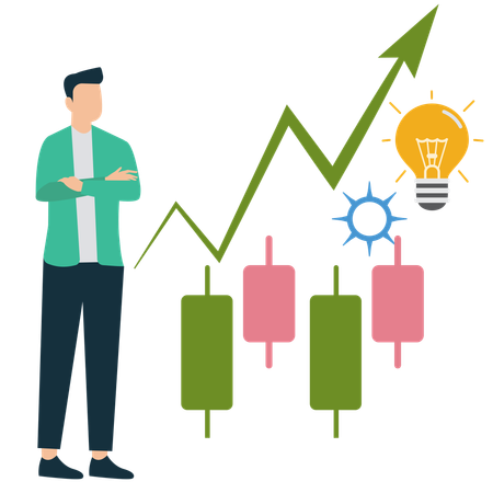 Empresário mostrando gráfico de negócios que leva ao sucesso empresarial  Ilustração