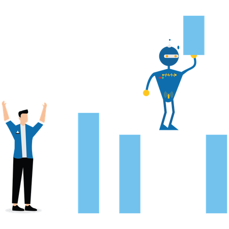 Hombre de negocios mostrando negocio de inteligencia artificial  Ilustración