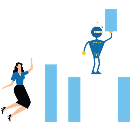 Hombre de negocios mostrando negocio de inteligencia artificial  Ilustración