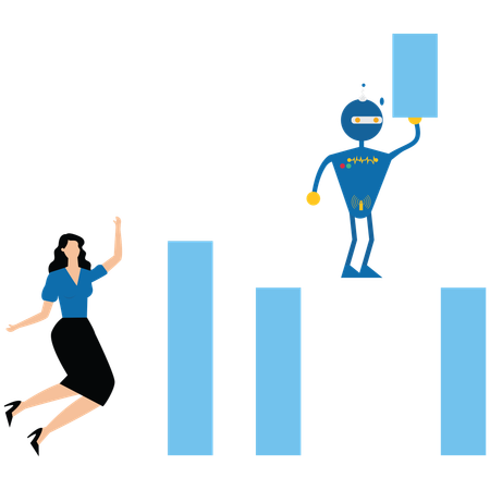 Empresário mostrando negócios de inteligência artificial  Ilustração