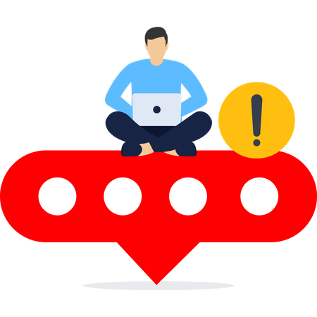Empresário mostrando alerta de mensagem  Ilustração