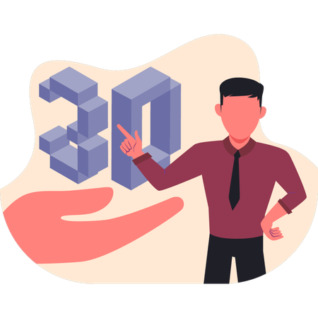 Empresário mostrando modelo de impressão 3D  Ilustração