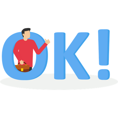 Empresario mostrando el símbolo Ok  Ilustración
