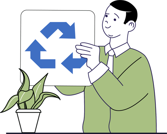 Empresário mostrando placa de reciclagem  Illustration