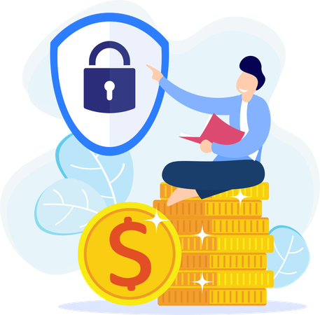Empresario mostrando seguridad financiera  Ilustración