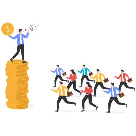 Empresario motivando a un empleado de la empresa  Ilustración