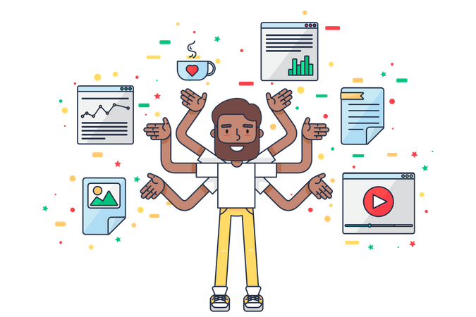 Empresário multitarefa  Ilustração
