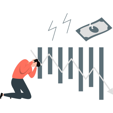 Empresario muy preocupado por pérdida de inversión  Illustration