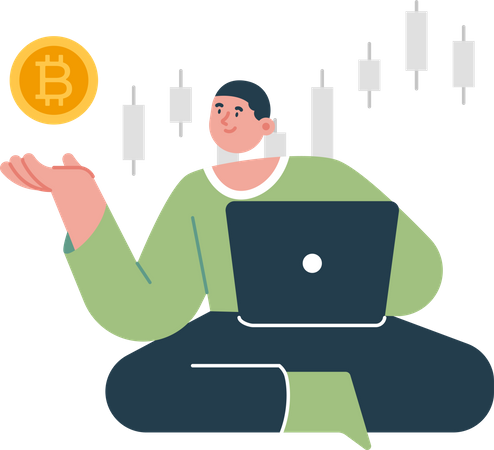 Empresário negociando Bitcoin  Ilustração