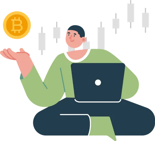Empresário negociando Bitcoin  Ilustração