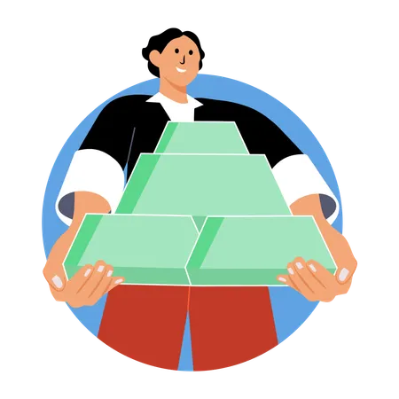 Hombre de negocios haciendo operaciones con oro  Ilustración