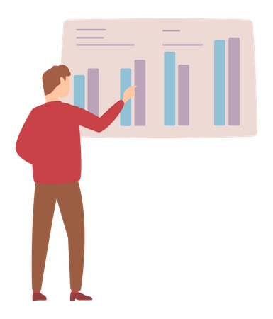 Empresário assistindo gráfico analítico  Ilustração