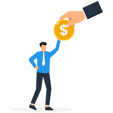 Empresário obtendo crescimento salarial  Ilustração